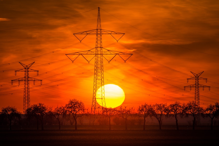 Stromausfall Deutschland Sonnenuntergang Strommast